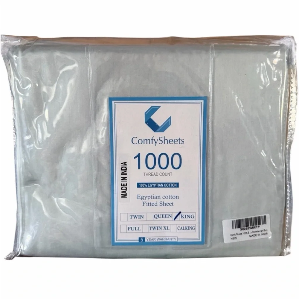 Comfy Sheets Egyptian Cotton 1000-TC King Sheets 4 Piece Set - Lt Blue - New